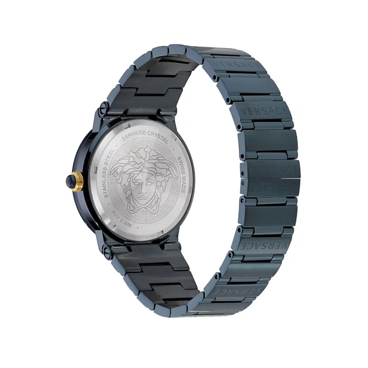 Versace Greca Logo Moonphase VE7G00423 Blue Dial Stainless Steel Unisex Watch