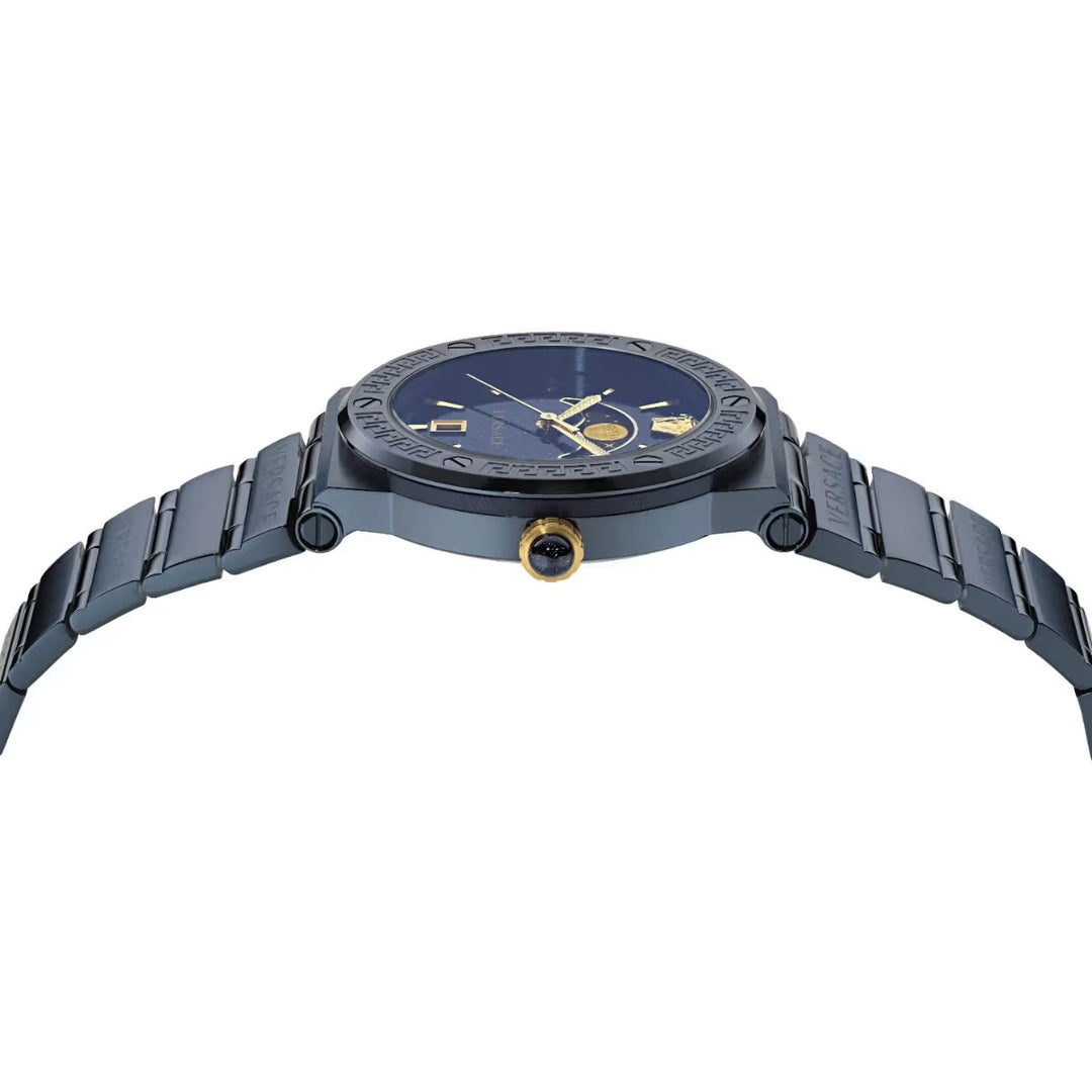 Versace Greca Logo Moonphase VE7G00423 Blue Dial Stainless Steel Unisex Watch