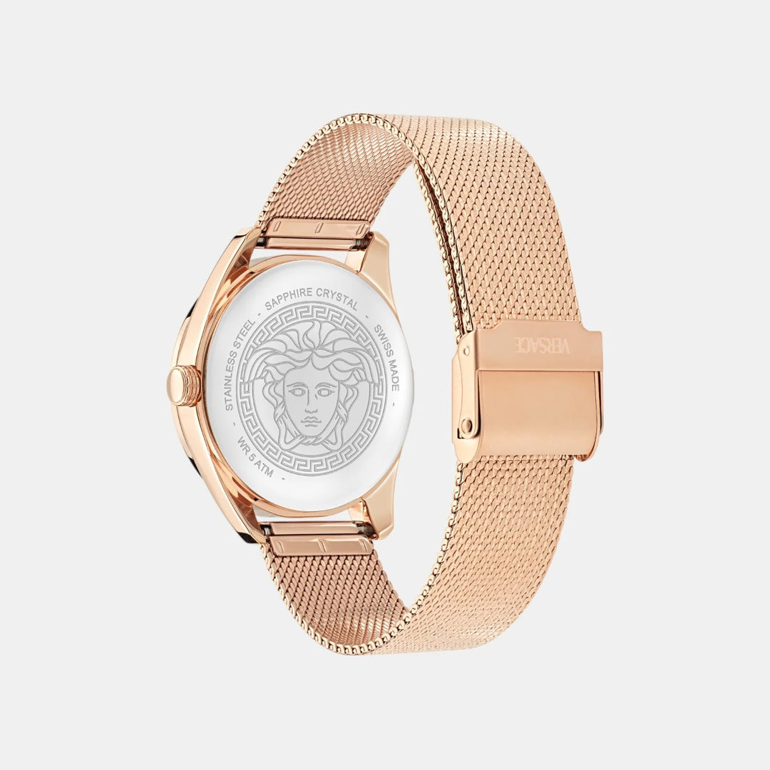 Versace New V-Circle VE8A00524 Black Dial Gold PVD Stainless Steel Women&