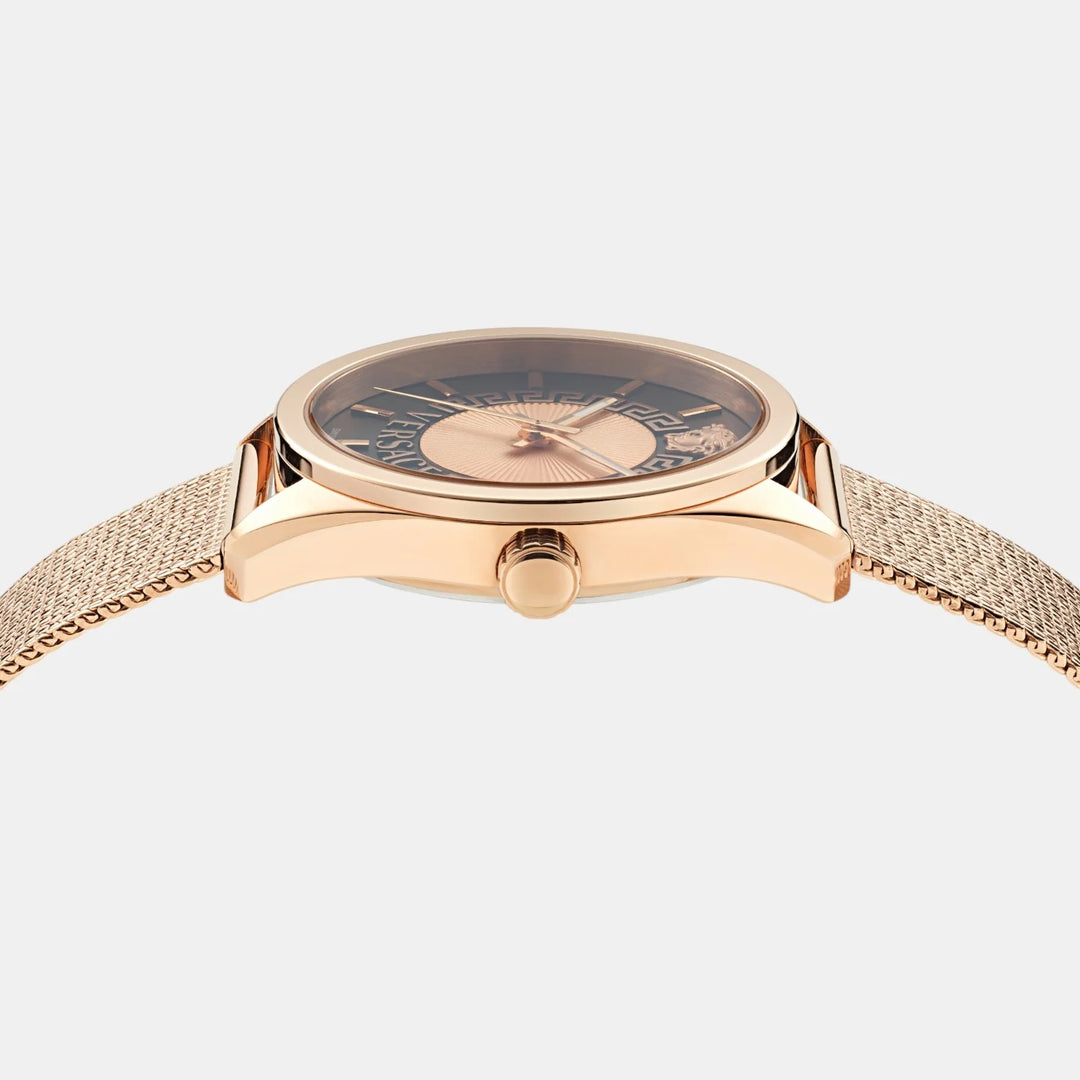 Versace New V-Circle VE8A00524 Black Dial Gold PVD Stainless Steel Women&