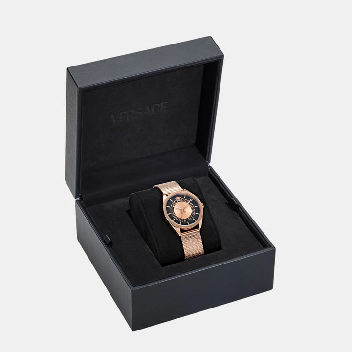 Versace New V-Circle VE8A00524 Black Dial Gold PVD Stainless Steel Women&