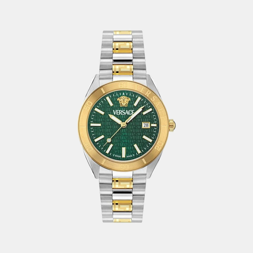 Versace V_DOME VE8E00524 Green Dial Gold PVD Stainless Steel Men&
