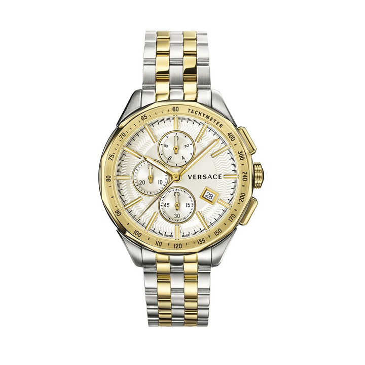 Versace V-Chrono VEBJ00518 Silver Dial Gold Stainless Steel Men&