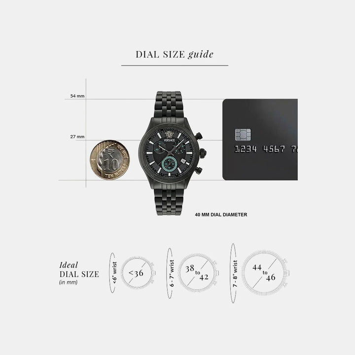 Versace Hellenyium VECFA0624 Black Dial Stainless Steel Men&