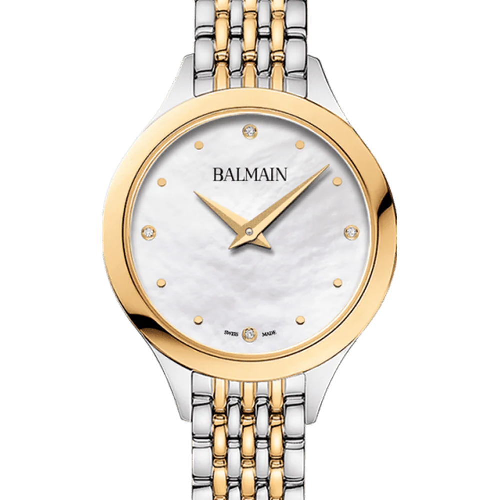 Balmain de Balmain II Mini 29mm White MOP Diamond Dial Two-Tone Bracelet