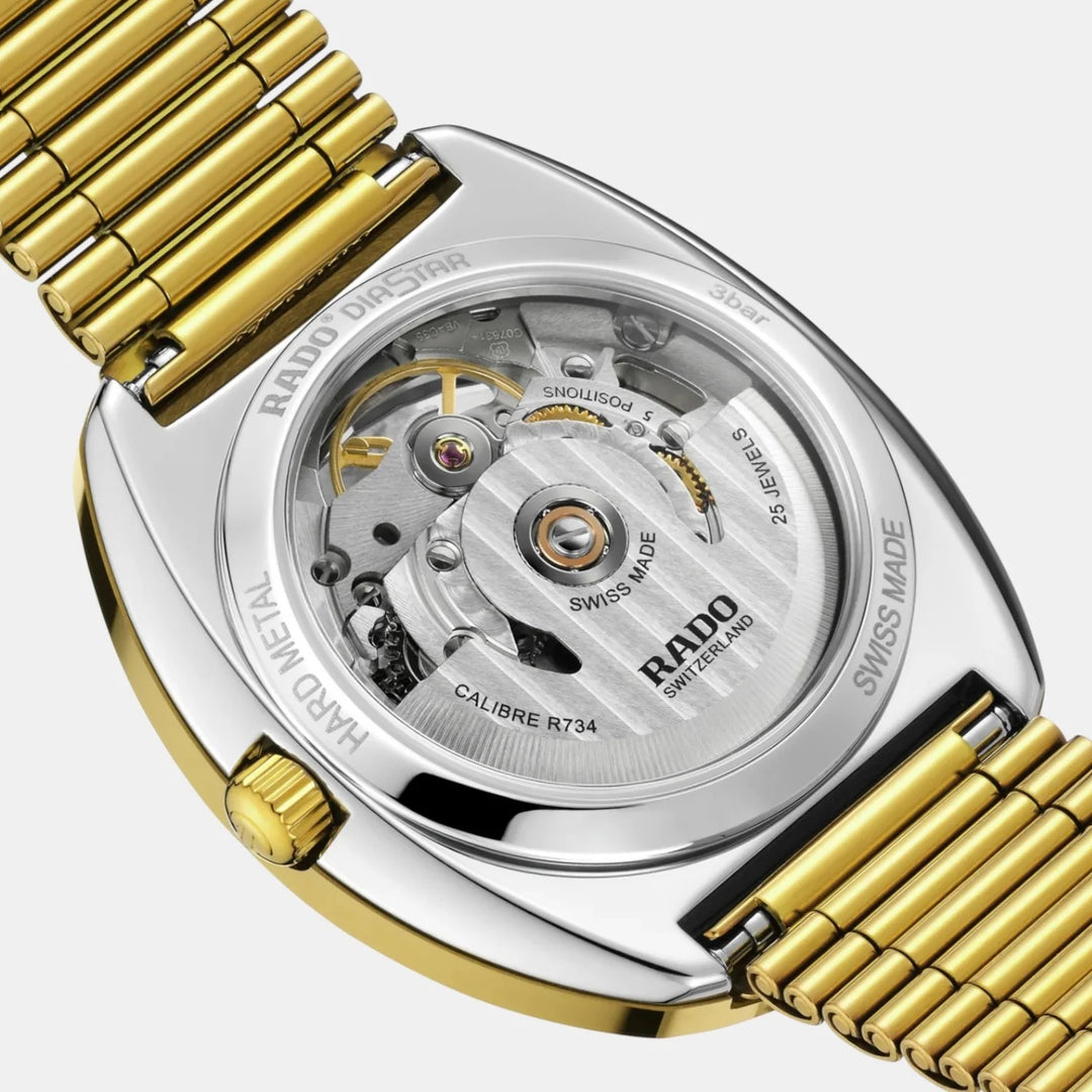 Rado DiaStar Original Open Heart 35mm Yellow Dial Gold-Tone Bracelet Automatic