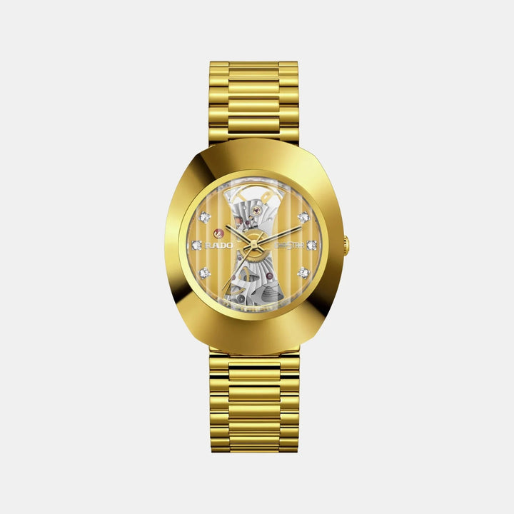 Rado DiaStar Original Open Heart 35mm Yellow Dial Gold-Tone Bracelet Automatic