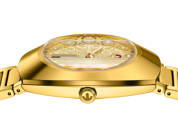 Rado DiaStar Original 38mm Gold Pattern Dial Yellow Gold PVD Bracelet Automatic