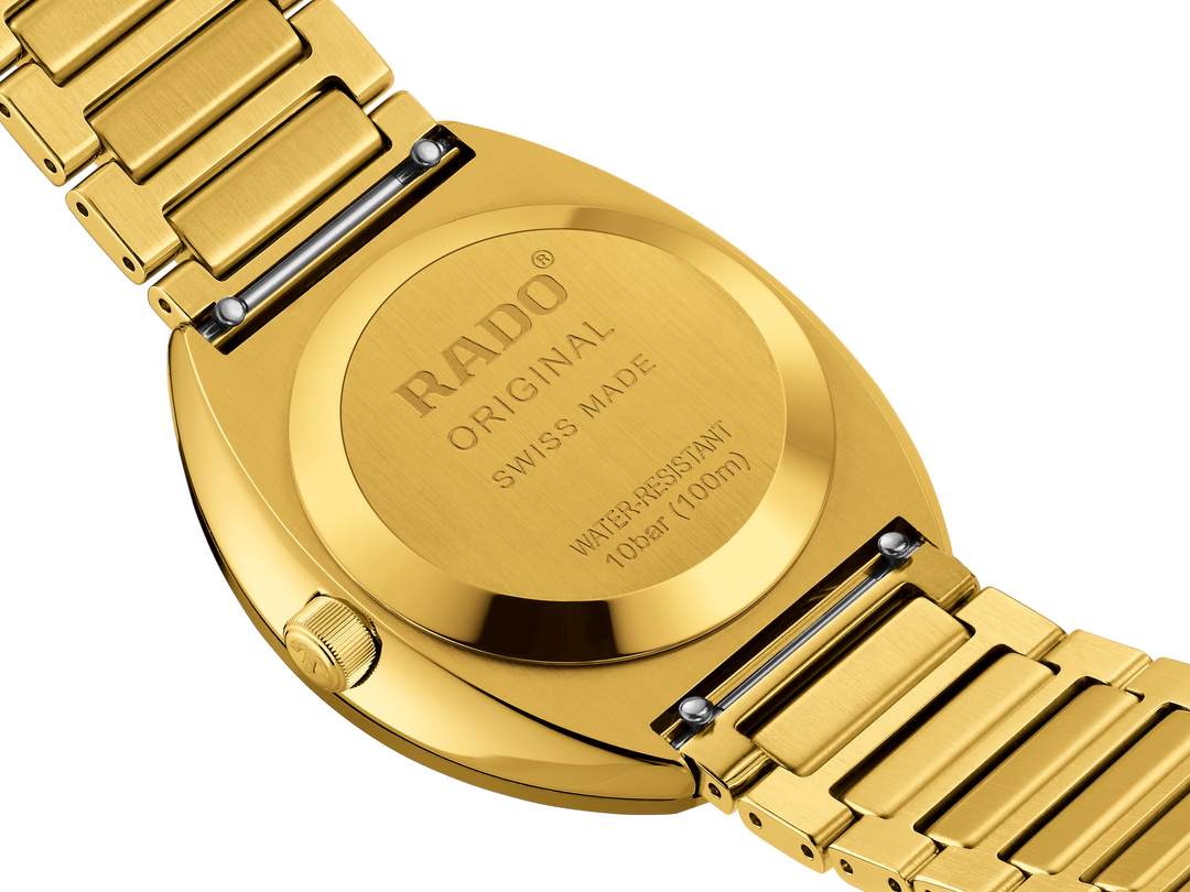 Rado DiaStar Original 38mm Gold Pattern Dial Yellow Gold PVD Bracelet Automatic