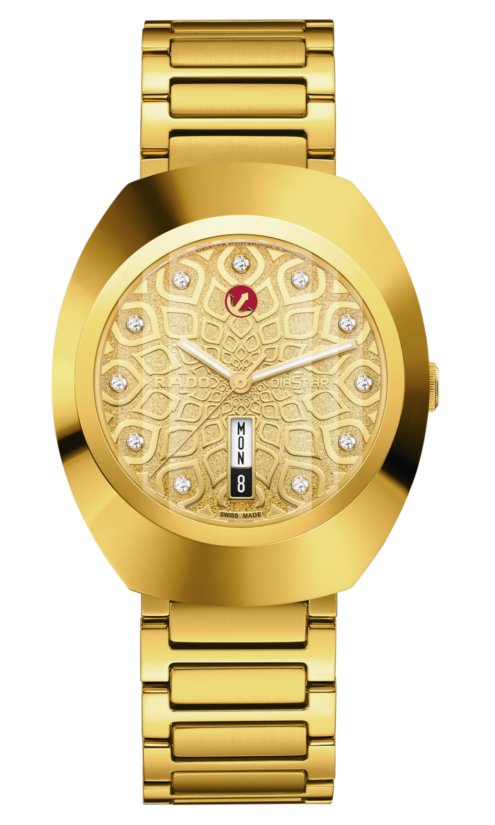 Rado DiaStar Original 38mm Gold Pattern Dial Yellow Gold PVD Bracelet Automatic