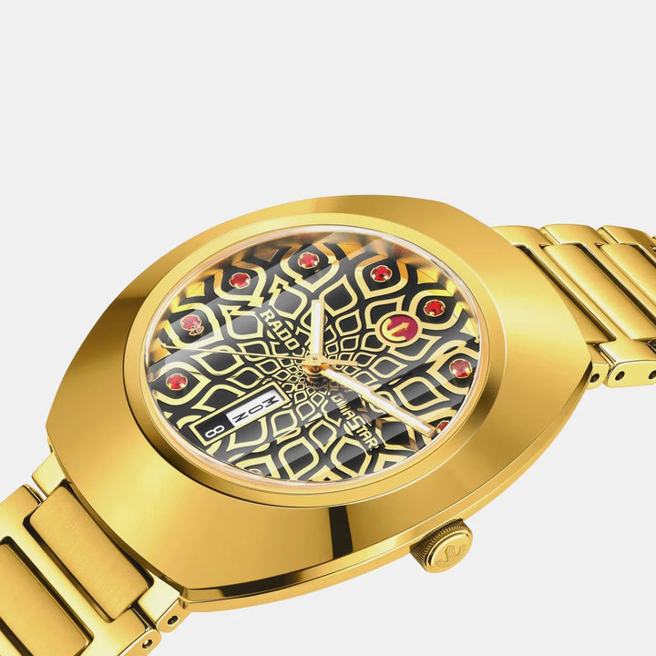 Rado DiaStar Original 38mm Black Dial Yellow Gold PVD Bracelet Automatic