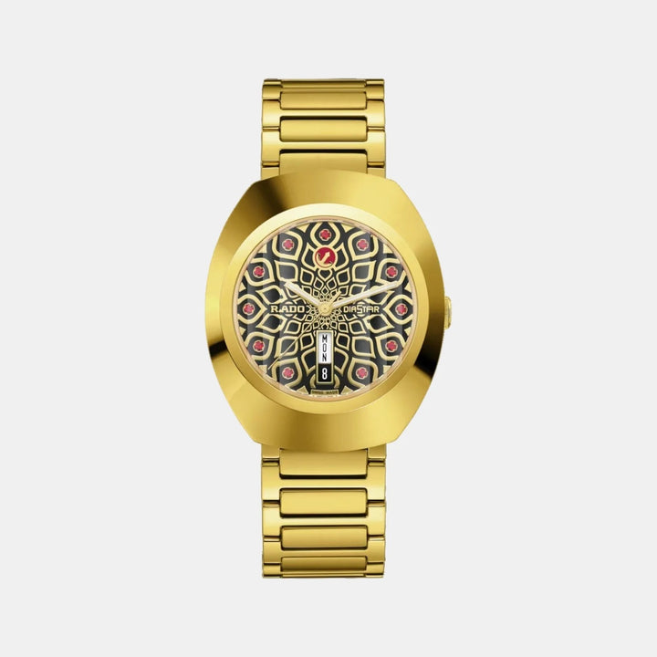 Rado DiaStar Original 38mm Black Dial Yellow Gold PVD Bracelet Automatic