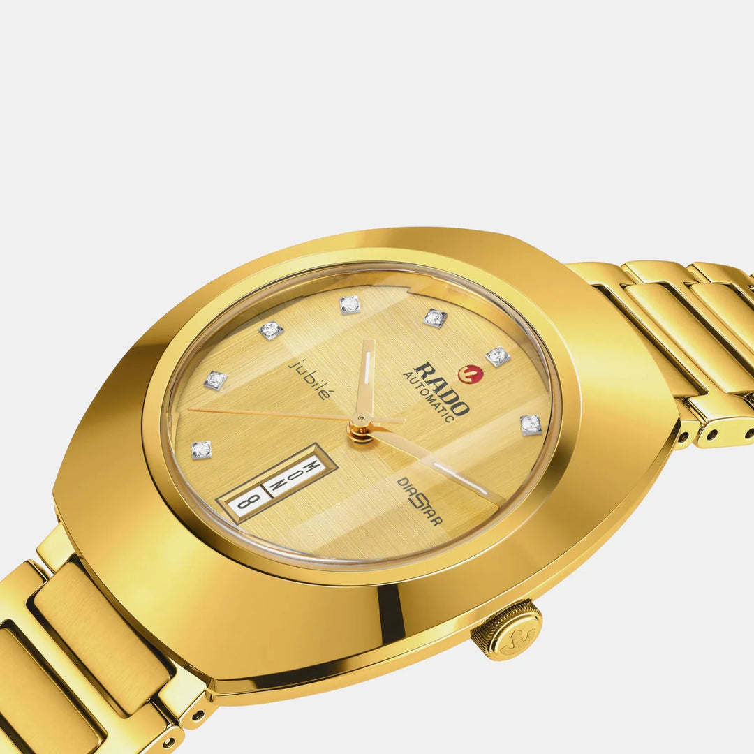 Rado DiaStar Original Diamonds 38mm Gold Dial 11 Diamonds Gold PVD Automatic