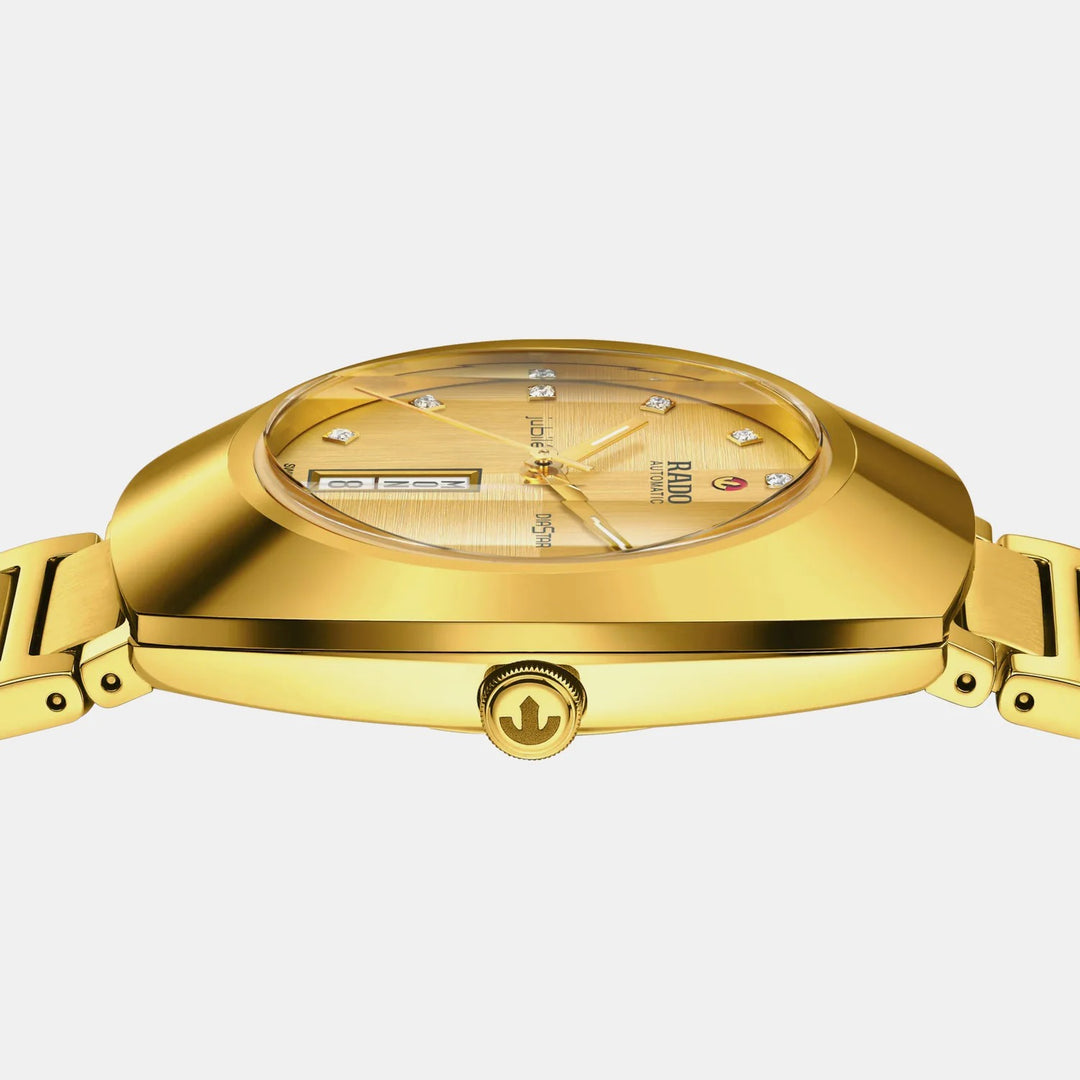 Rado DiaStar Original Diamonds 38mm Gold Dial 11 Diamonds Gold PVD Automatic