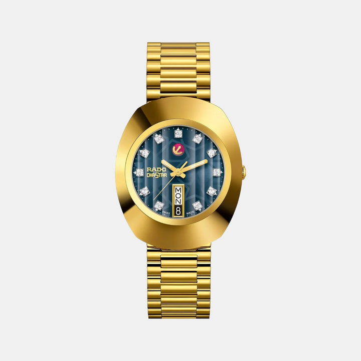 Rado The Original Automatic 35mm Blue Dial 11 Diamonds Gold PVD Bracelet