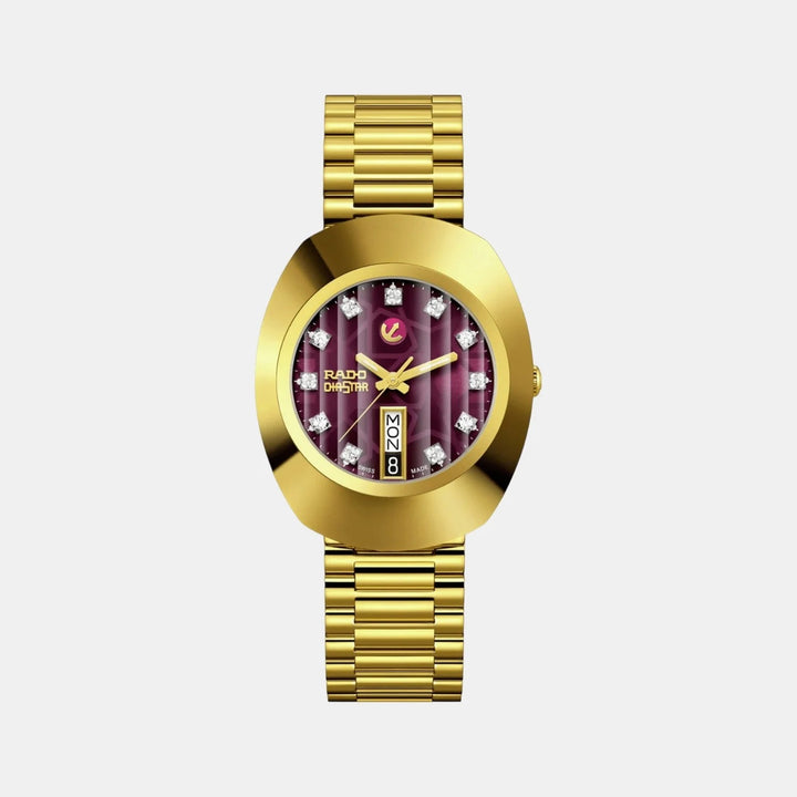 Rado The Original Automatic 35mm Purple Dial Yellow Gold Bracelet