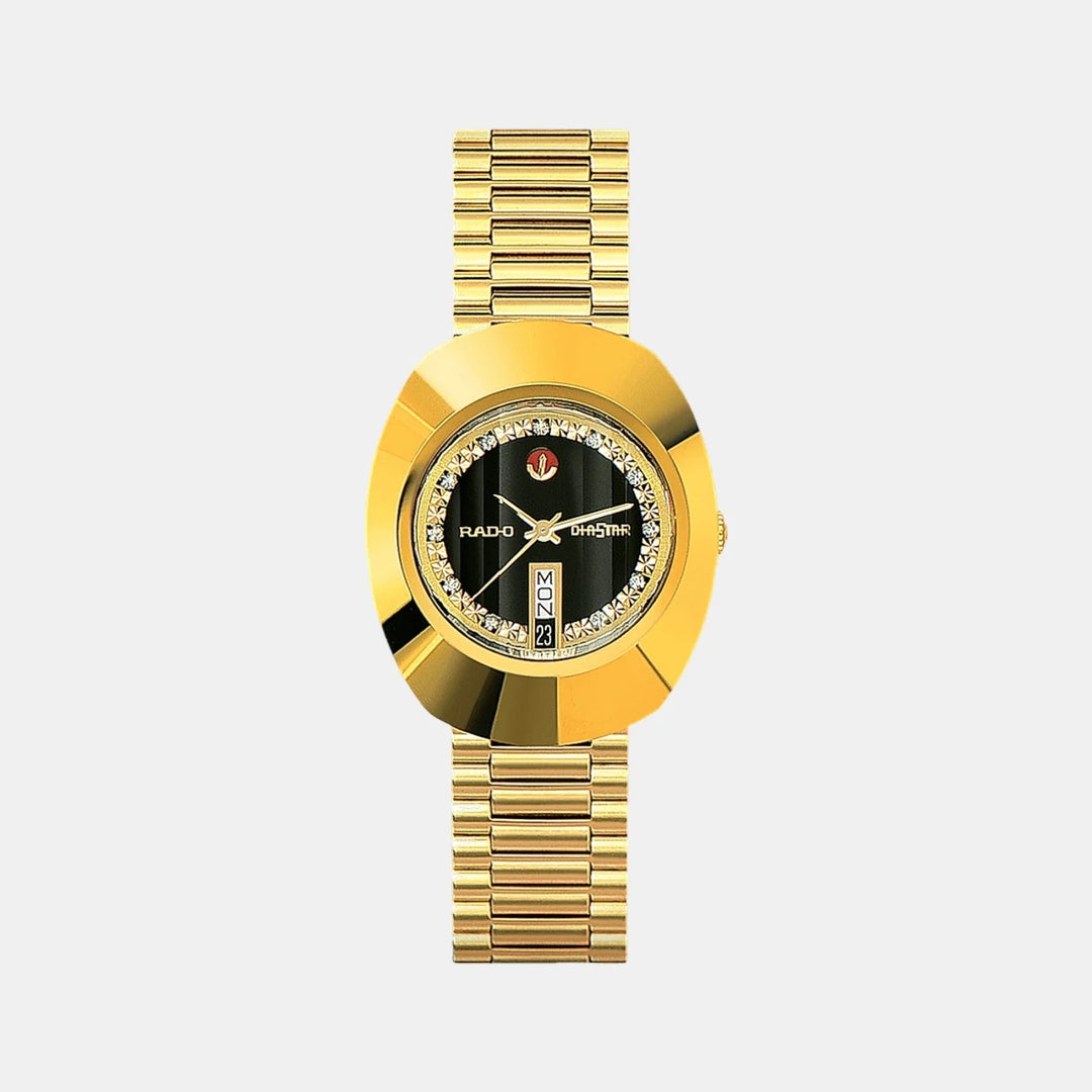 Rado The Original Automatic 35mm Black Dial Diamonds Gold PVD Hardmetal Bracelet