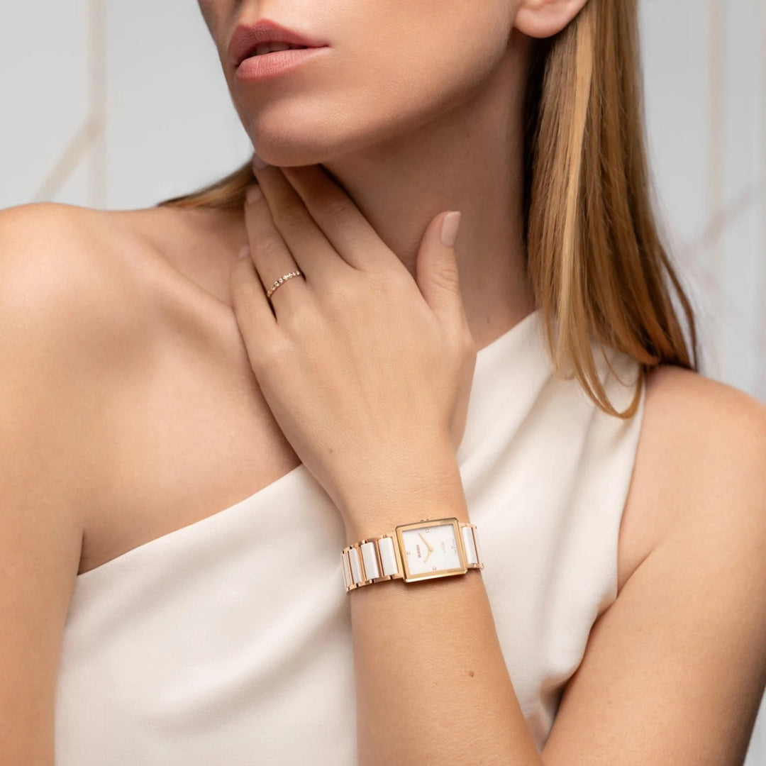 Rado Integral 23mm White Mother-of-Pearl Diamond Dial Rose Gold Ladies Watch