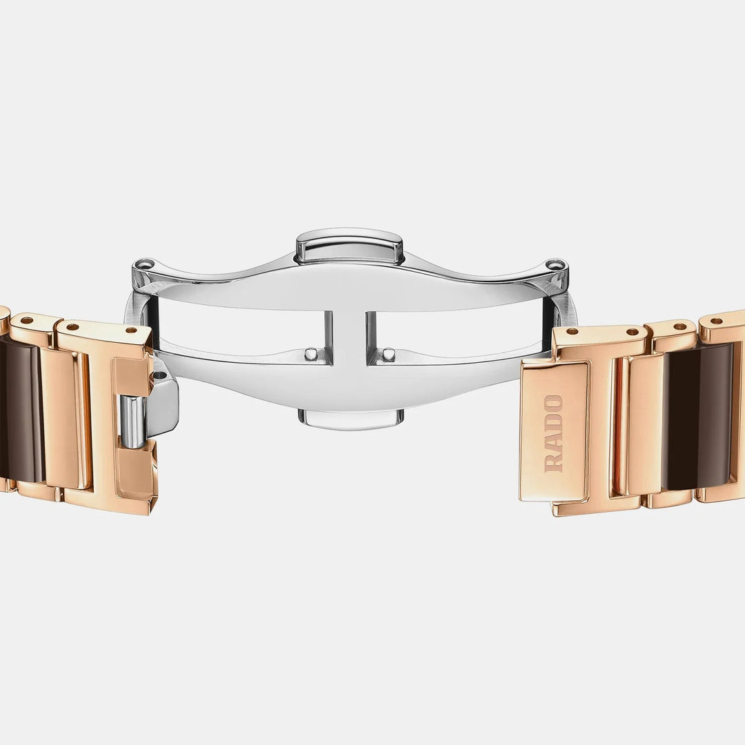 Rado Integral 23mm Brown Mother-of-Pearl Diamond Dial Rose Gold Ladies Watch