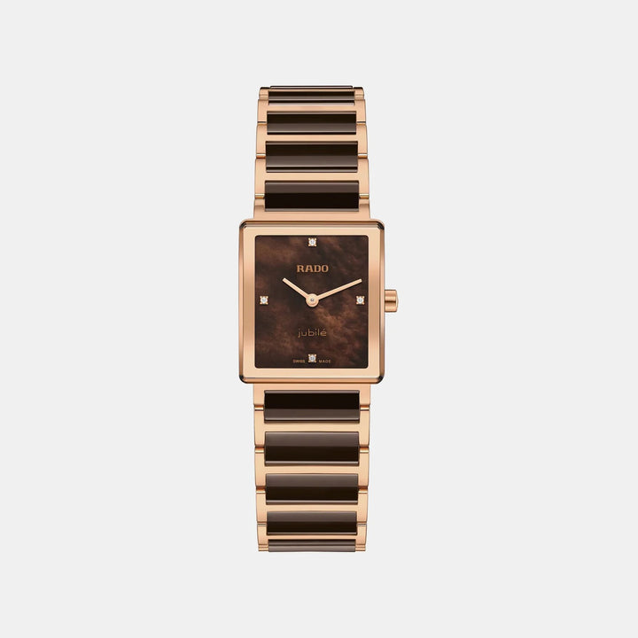 Rado Integral 23mm Brown Mother-of-Pearl Diamond Dial Rose Gold Ladies Watch