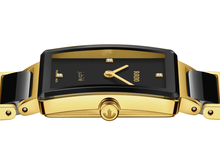 Rado Integral 23mm Black Dial Yellow Gold Ladies Quartz Watch