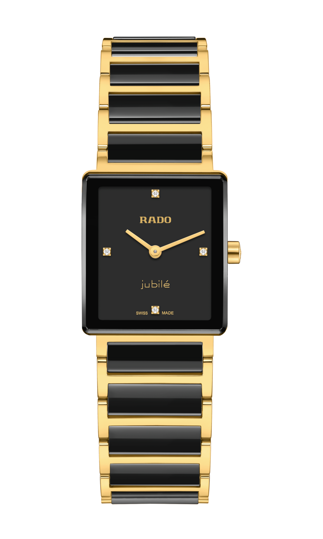 Rado Integral 23mm Black Dial Yellow Gold Ladies Quartz Watch