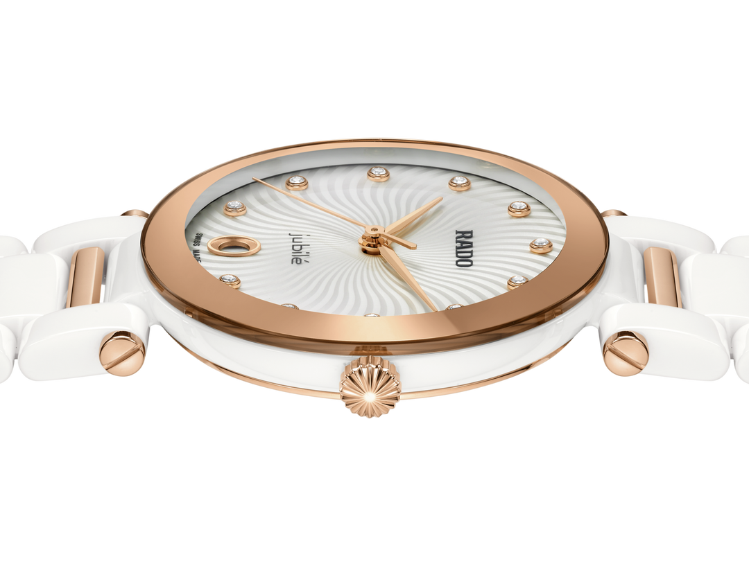 Rado LaCoupole 31mm White Ceramic Diamond Dial Ladies Quartz Watch