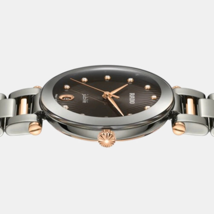 Rado LaCoupole 31mm Plasma Ceramic Grey Dial 11 Diamonds Ladies Quartz Watch