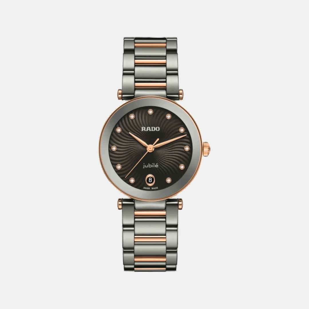 Rado LaCoupole 31mm Plasma Ceramic Grey Dial 11 Diamonds Ladies Quartz Watch