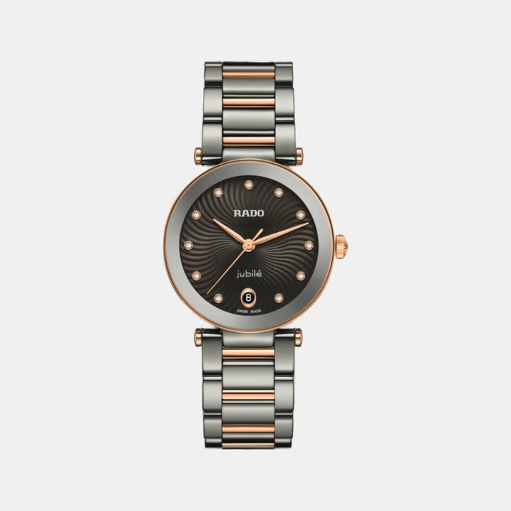 Rado LaCoupole 31mm Plasma Ceramic Grey Dial 11 Diamonds Ladies Quartz Watch