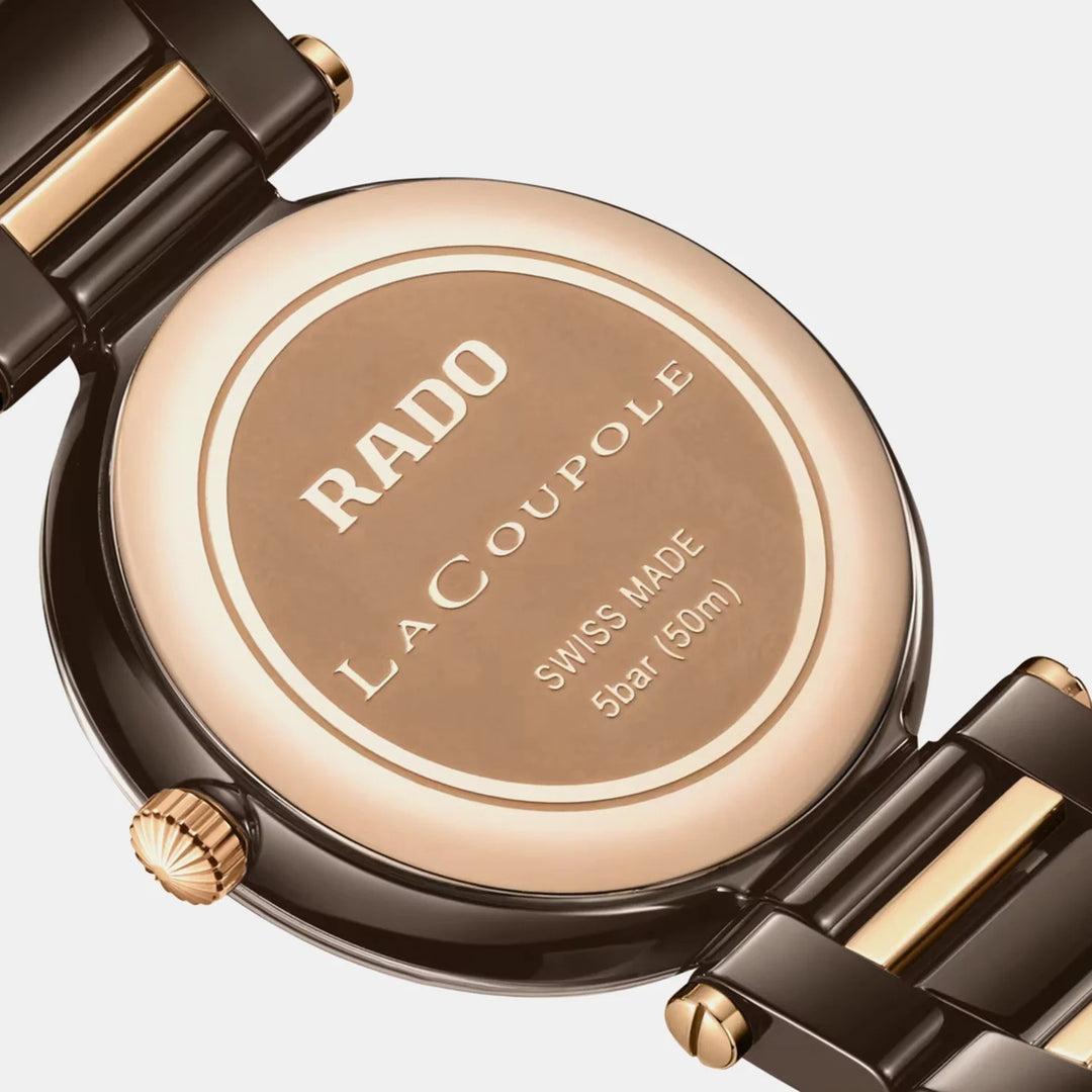Rado LaCoupole 31mm Brown Ceramic Diamond Dial Ladies Quartz Watch