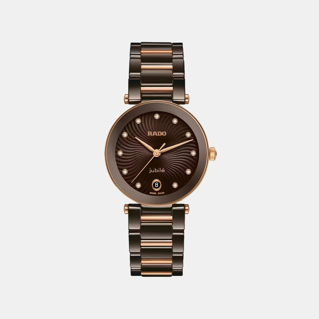 Rado LaCoupole 31mm Brown Ceramic Diamond Dial Ladies Quartz Watch