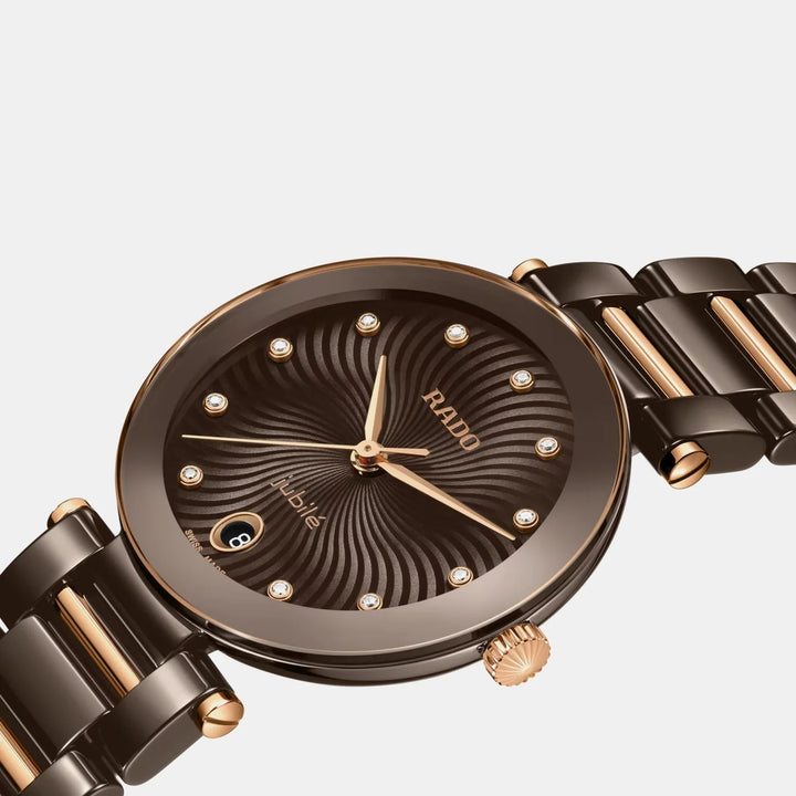 Rado LaCoupole 31mm Brown Ceramic Diamond Dial Ladies Quartz Watch