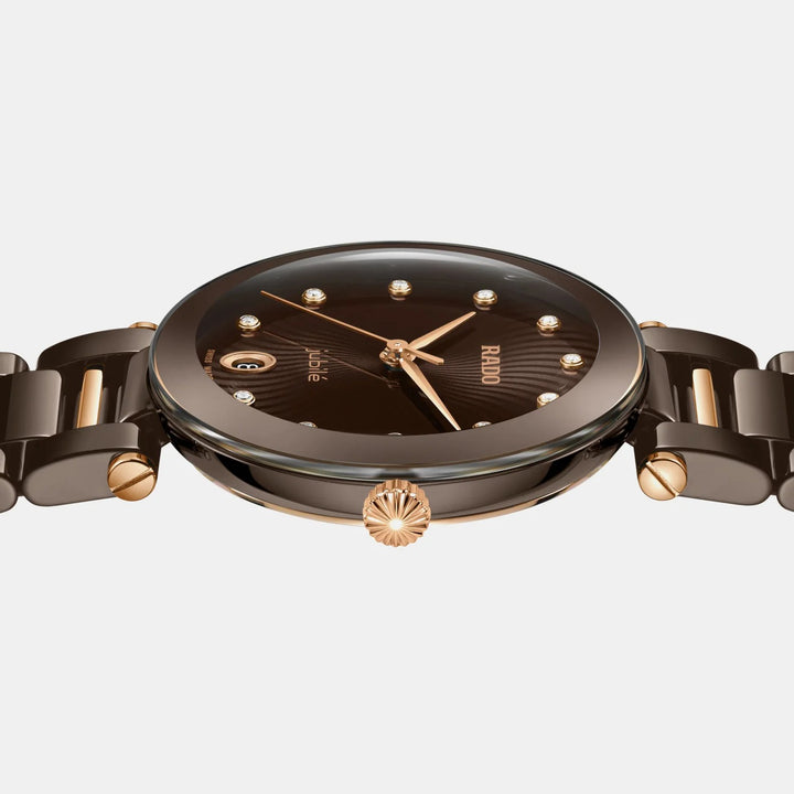 Rado LaCoupole 31mm Brown Ceramic Diamond Dial Ladies Quartz Watch