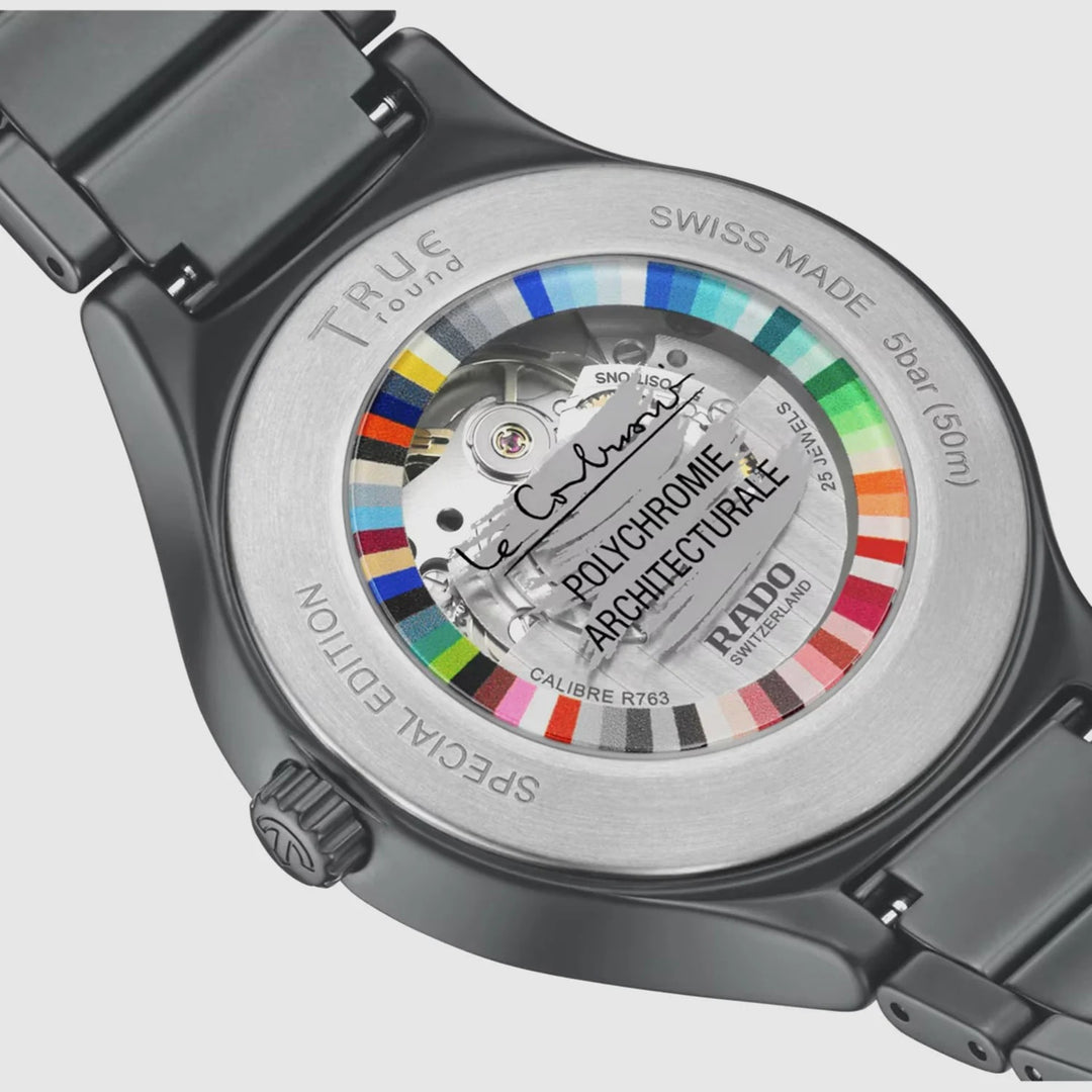 Rado True Round 40mm Le Corbusier Grey Ceramic Automatic Watch
