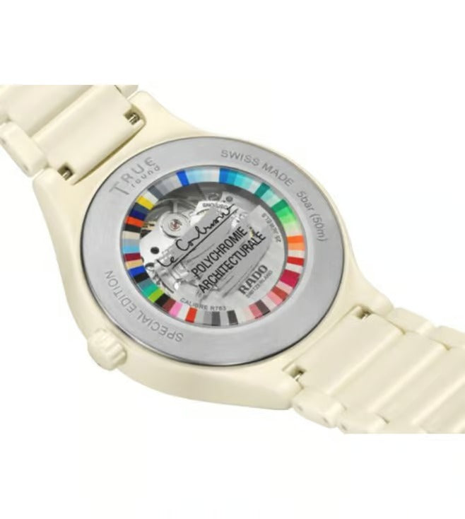 Rado True Round 40mm Le Corbusier White Ivory Ceramic Automatic Watch