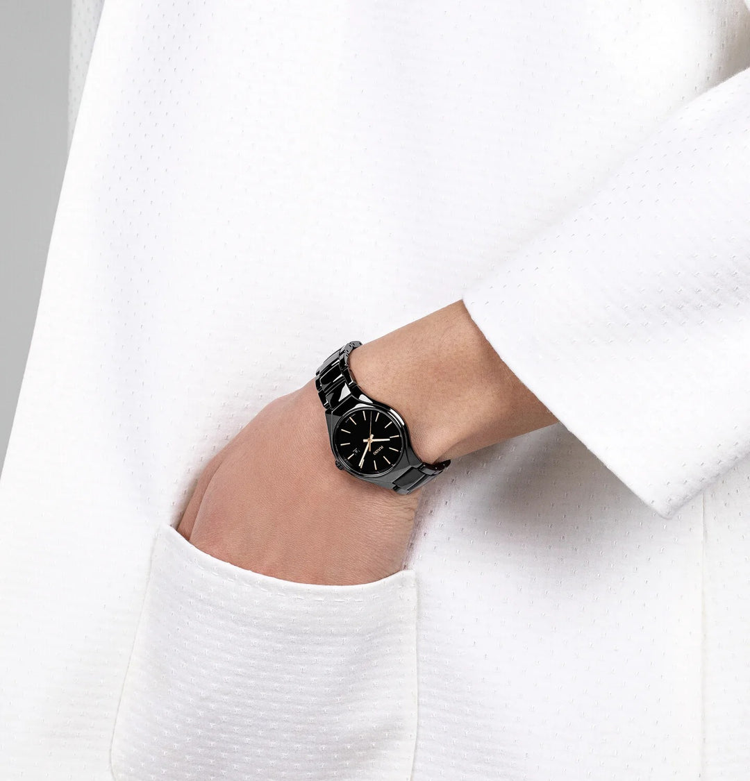 Rado True Round 30mm Black Ceramic Quartz Ladies Watch