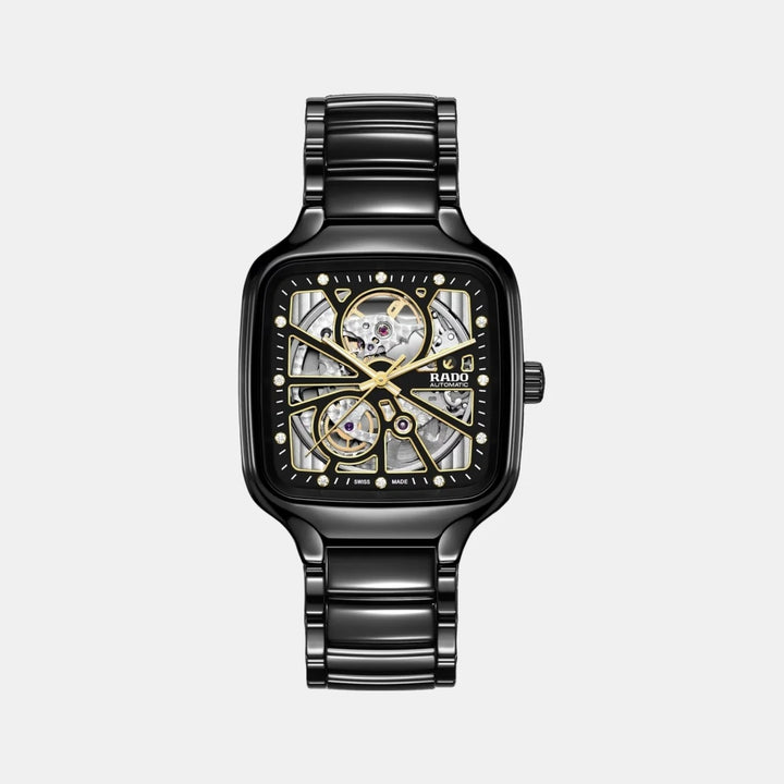 Rado True Square 38mm Plasma Ceramic Grey Open Heart Diamond Automatic Watch