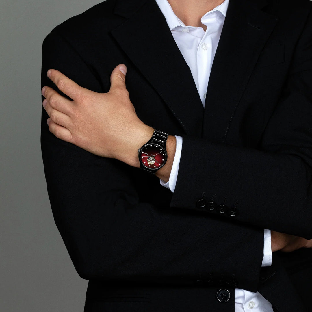 Rado True Round 40mm Black Ceramic Red Diamond Dial Secret Automatic Watch