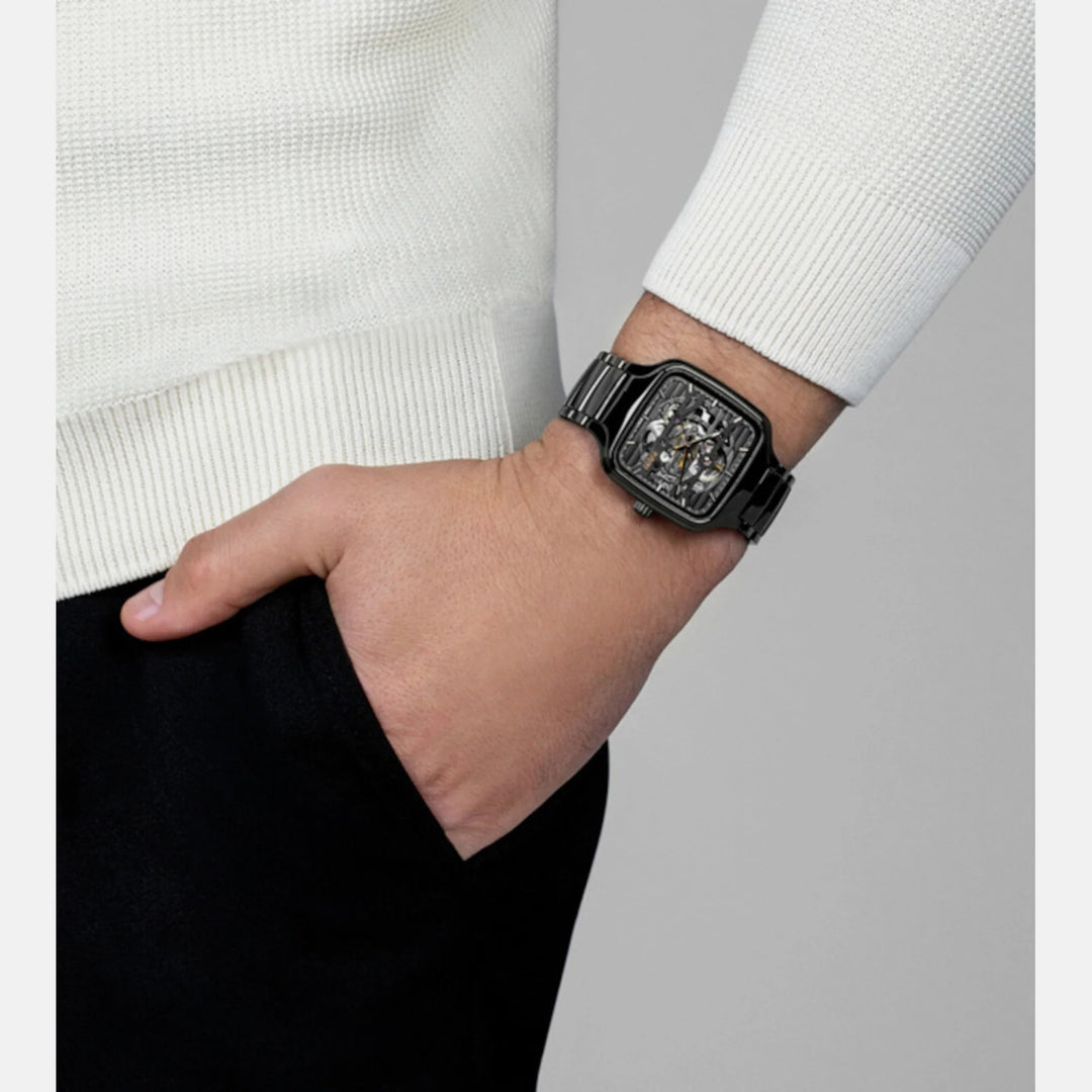 Rado True Square 38mm Black Ceramic Skeleton Automatic Watch