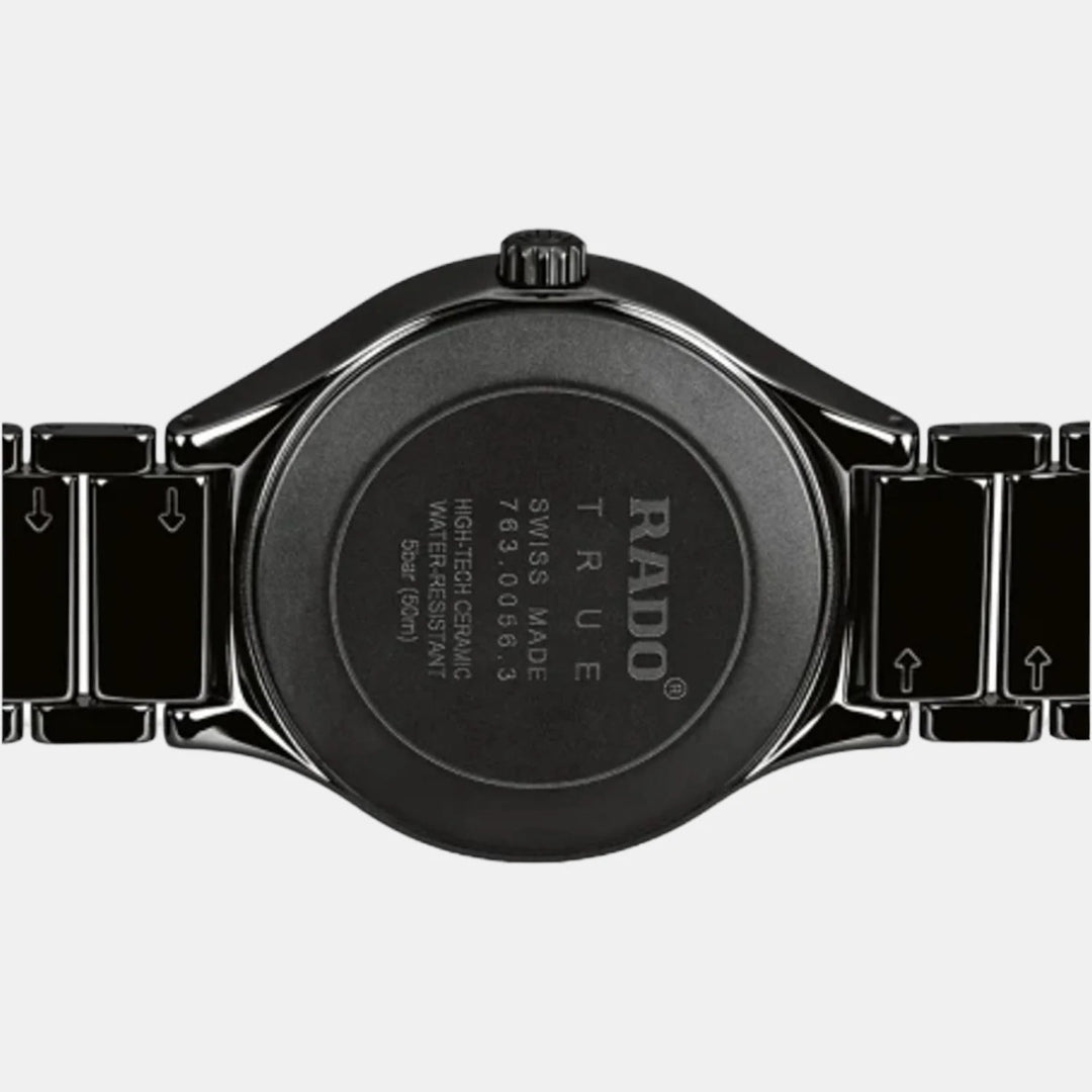 Rado True Round 40mm Black Ceramic Diamond Dial Quartz Watch