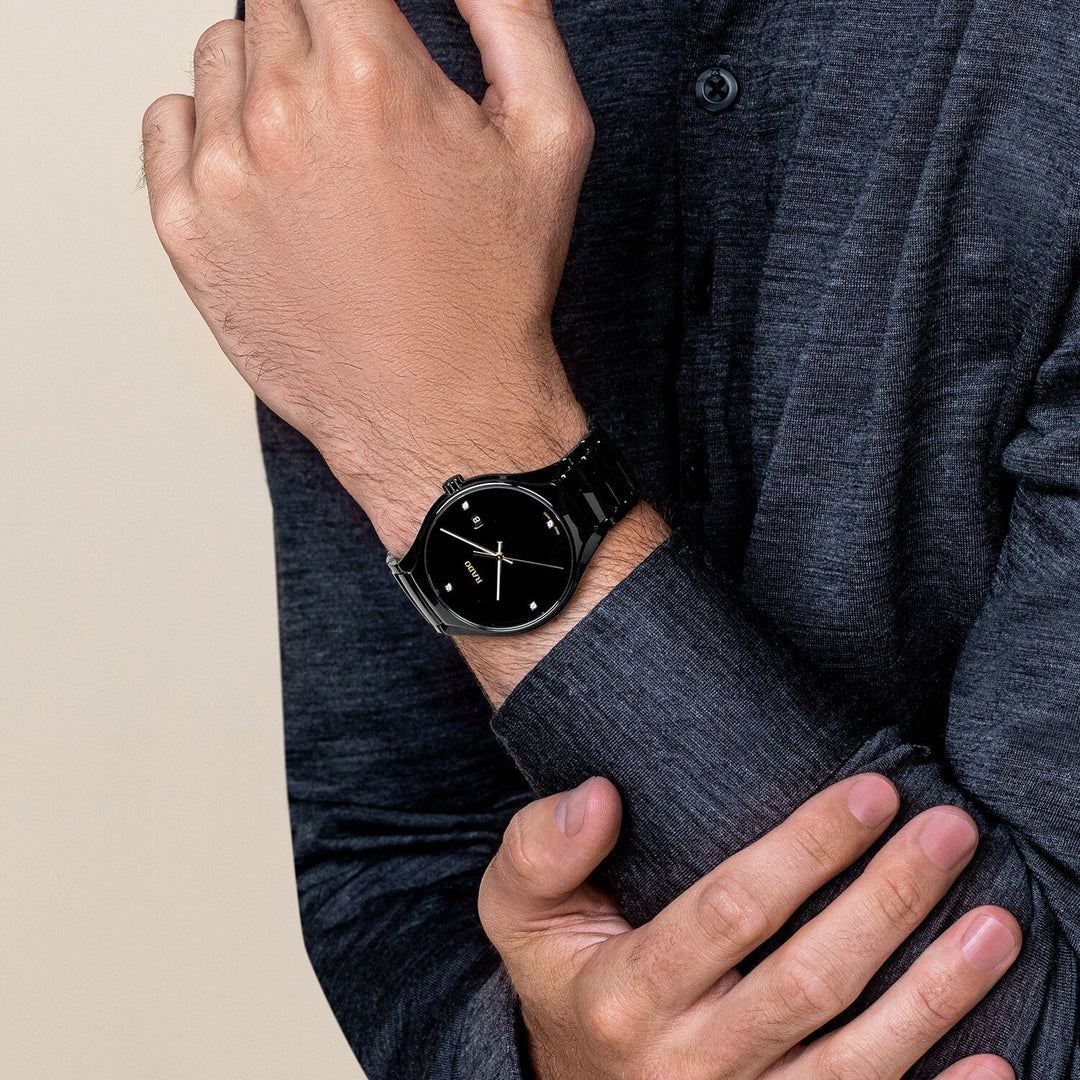 Rado True Round 40mm Black Ceramic Diamond Dial Quartz Watch