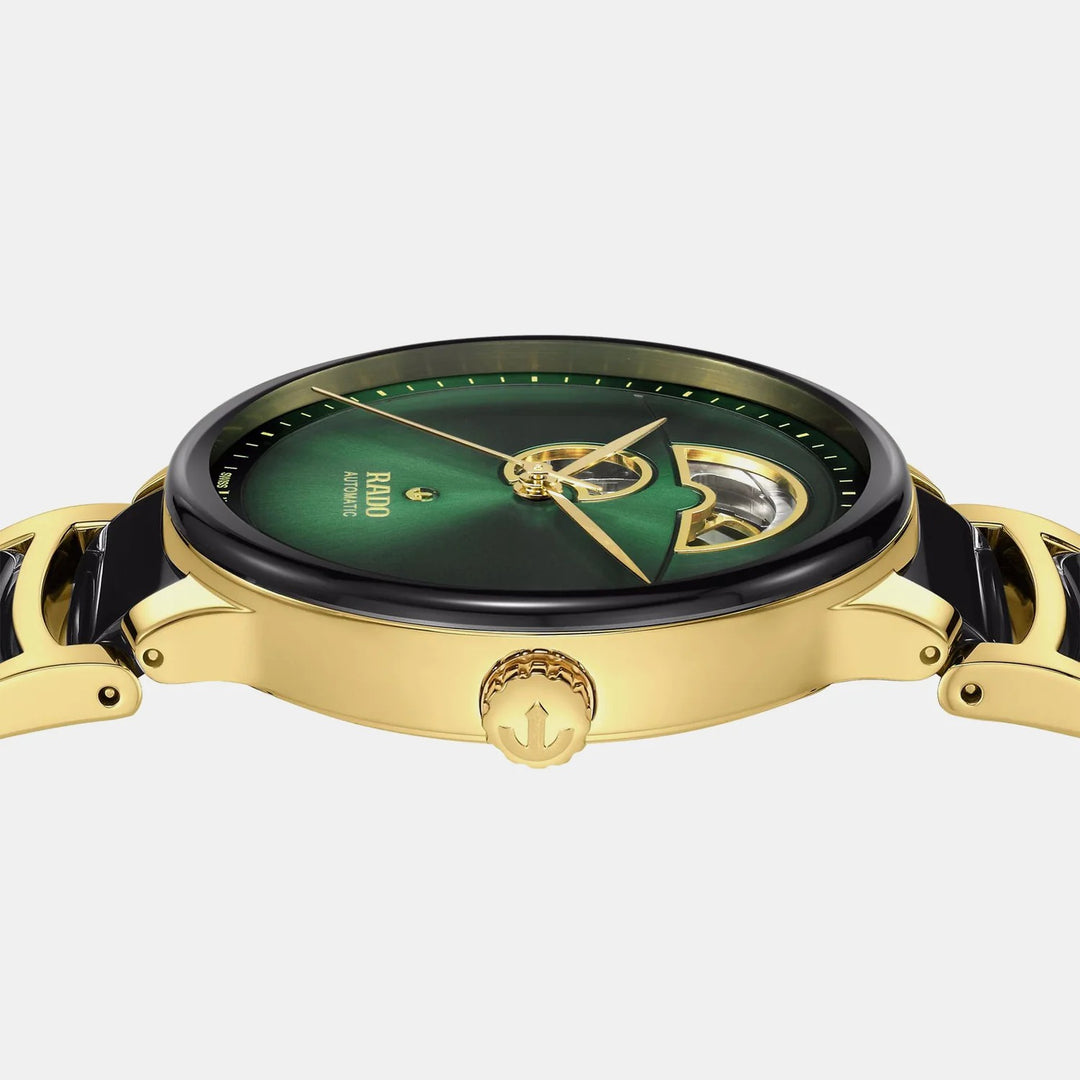 Rado Centrix 39.5mm Green Gradient Open Heart Automatic Watch Yellow Gold (R30008302)