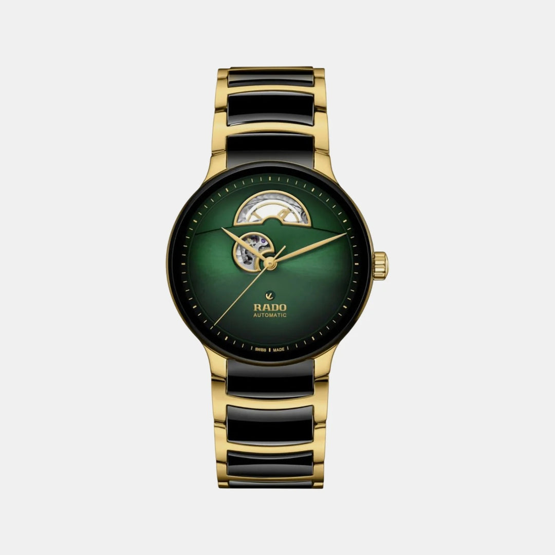 Rado Centrix 39.5mm Green Gradient Open Heart Automatic Watch Yellow Gold (R30008302)