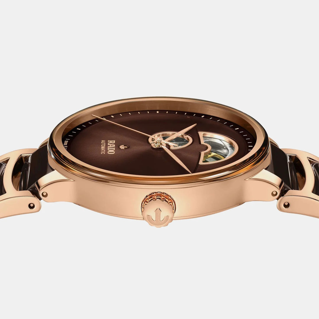 Rado Centrix 39.5mm Brown Gradient Open Heart Rose Gold Automatic Watch (R30013302)