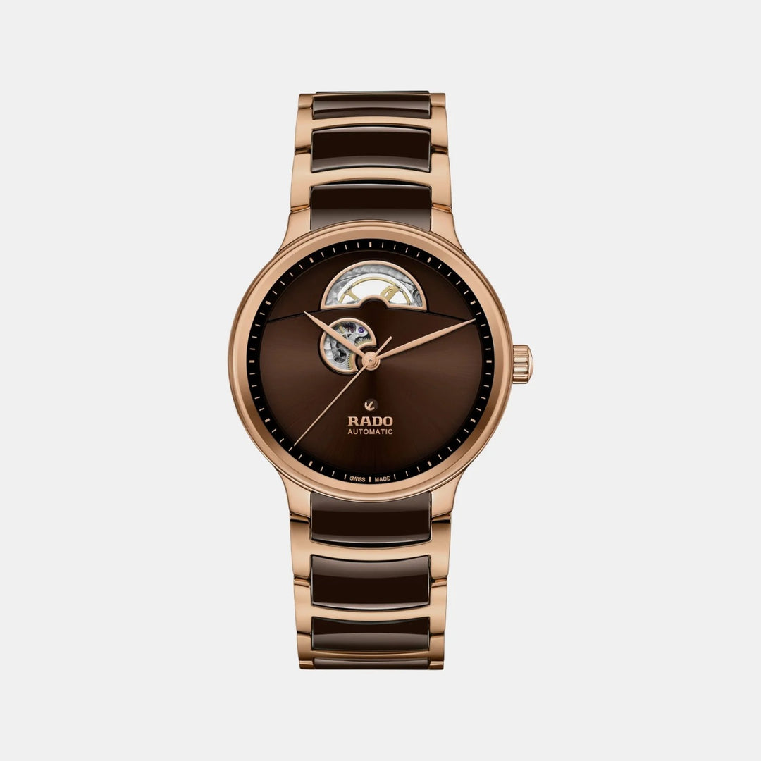 Rado Centrix 39.5mm Brown Gradient Open Heart Rose Gold Automatic Watch (R30013302)