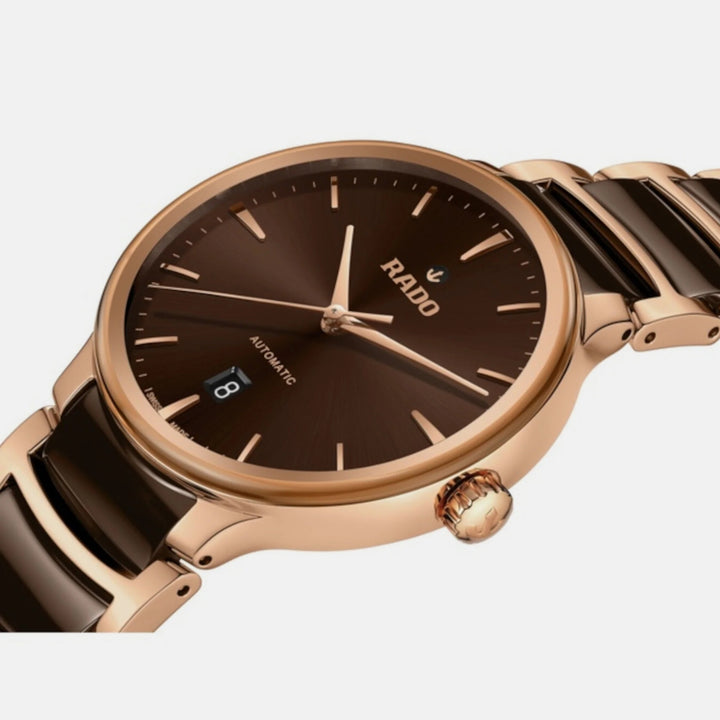 Rado Centrix 39.5mm Brown Sunray Dial Rose Gold Automatic Watch (R30017302)