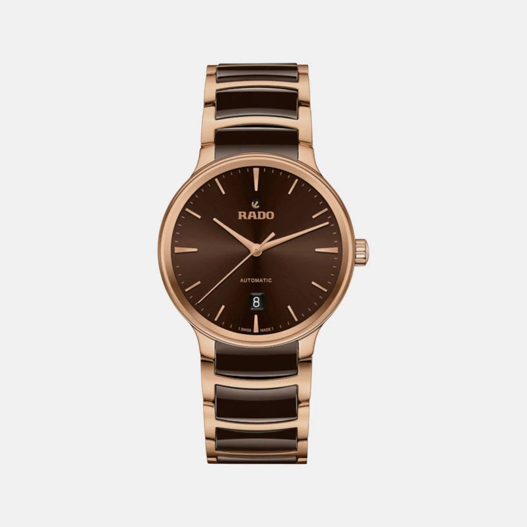 Rado Centrix 39.5mm Brown Sunray Dial Rose Gold Automatic Watch (R30017302)
