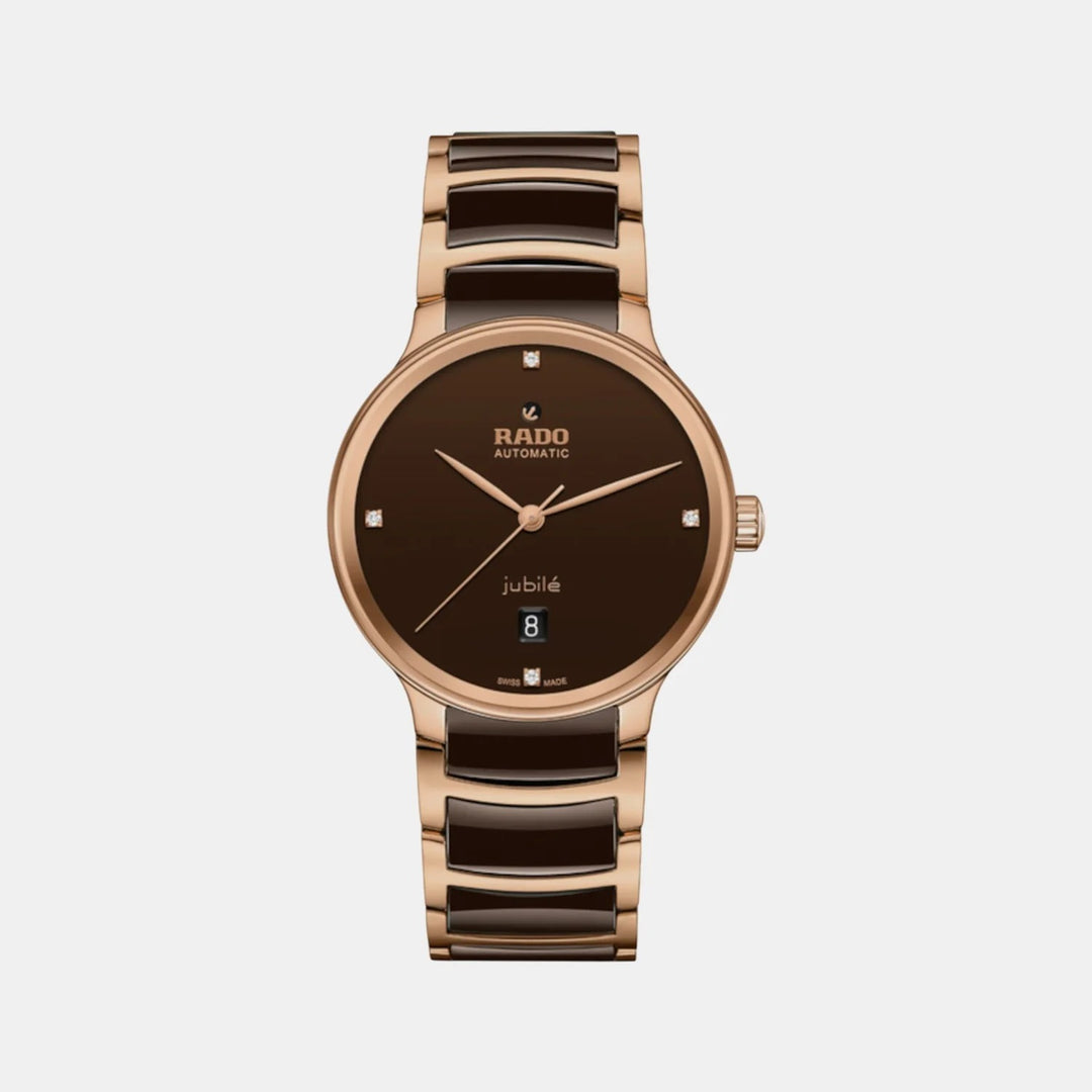Rado Centrix 39.5mm Brown Diamond Dial Rose Gold Automatic Watch (R30017712)