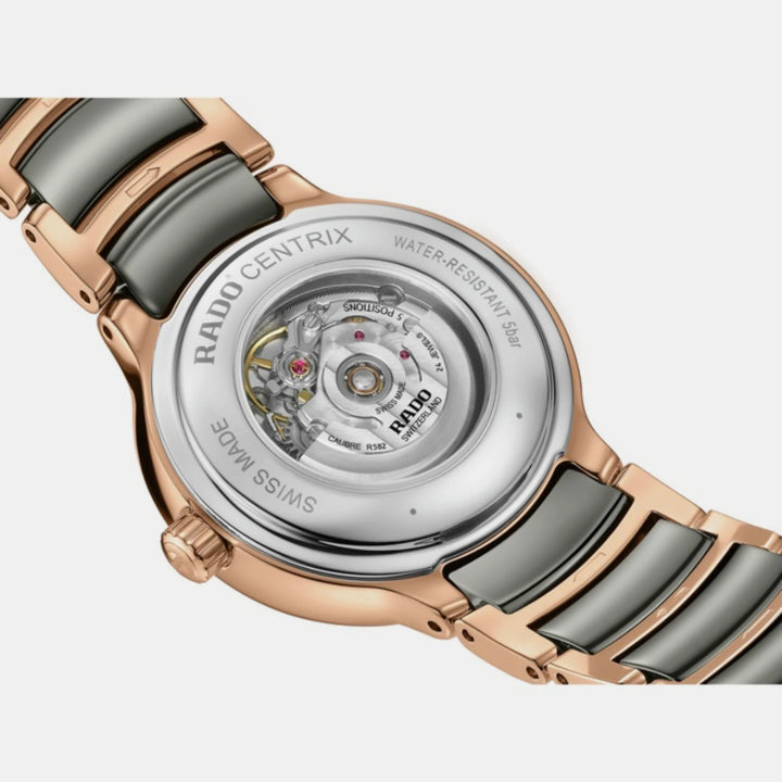 Rado Centrix 30.5mm Silver Dial Rose Gold Ladies Automatic Watch (R30019012)